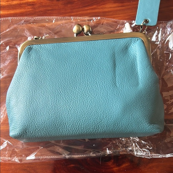 Anuschka Blue Leather Wristlet Clutch with Pebbled Texture - Picture 3 of 12